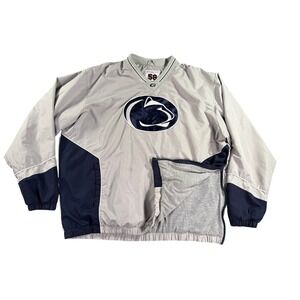Penn State Nittany Lions Windbreaker Mens XXL Gray Lined Pullover V-Neck NCAA